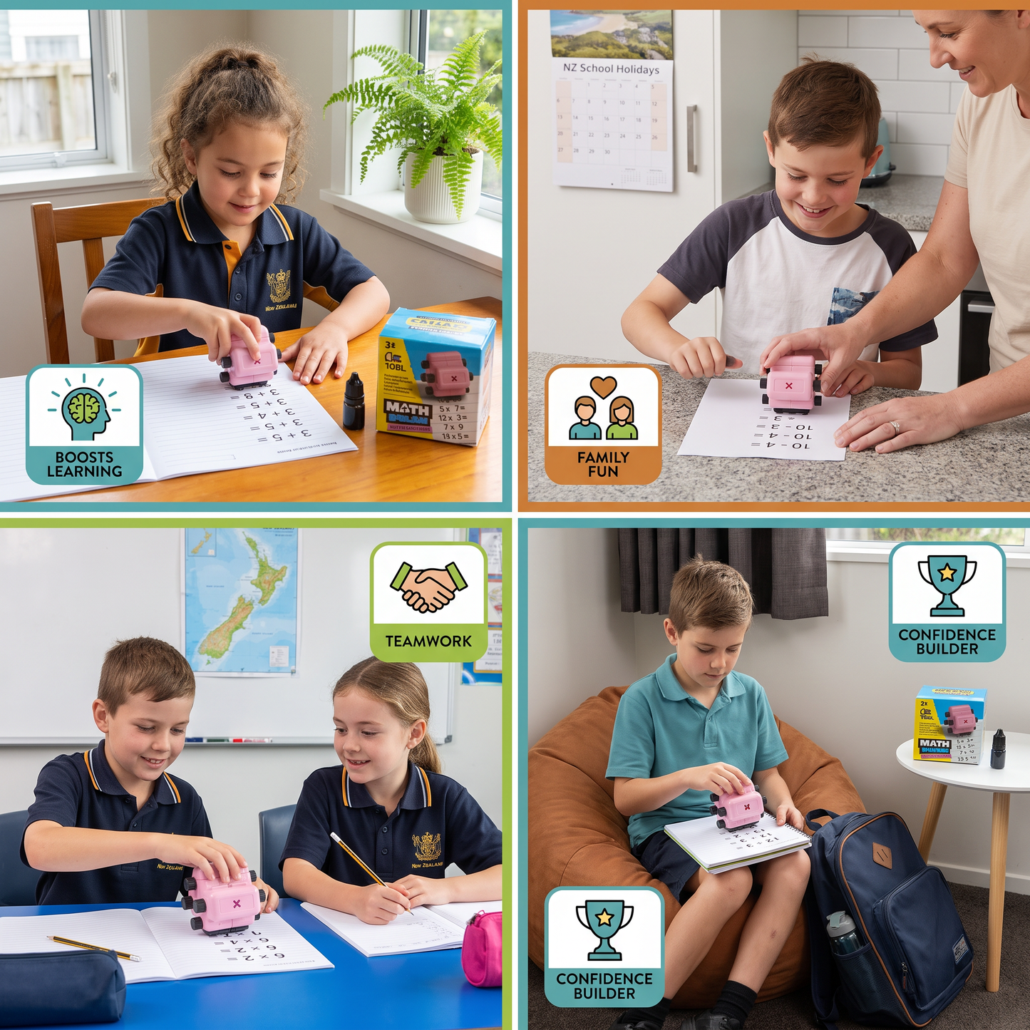 4-in-1 Math Roller Stamp – Addition, Subtraction, Multiplication & Division Practice