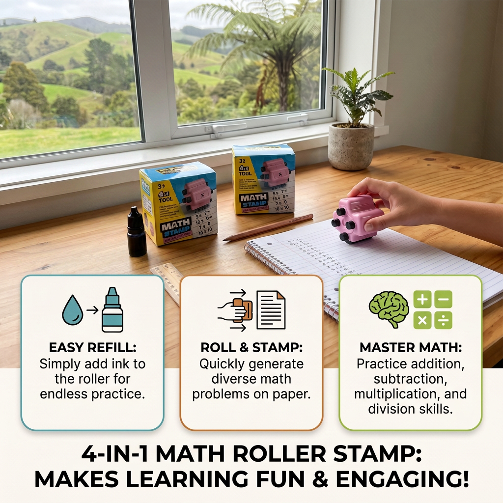 4-in-1 Math Roller Stamp – Addition, Subtraction, Multiplication & Division Practice