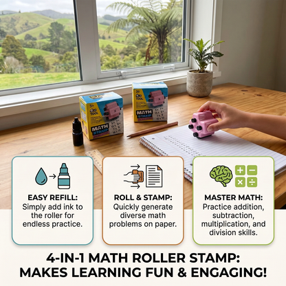 4-in-1 Math Roller Stamp – Addition, Subtraction, Multiplication & Division Practice