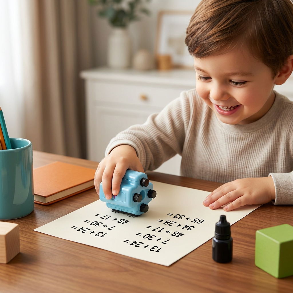 4-in-1 Math Roller Stamp – Addition, Subtraction, Multiplication & Division Practice