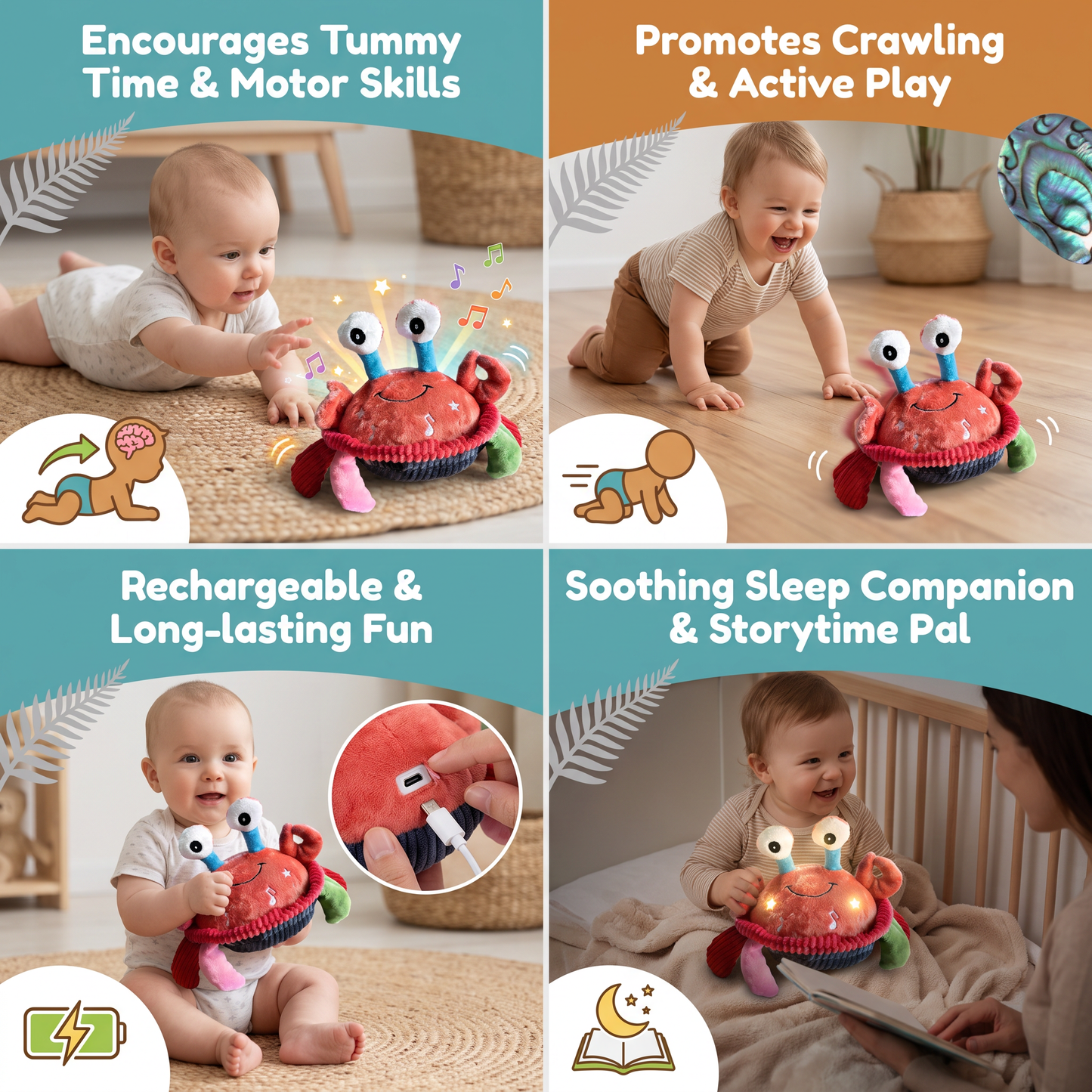 Interactive Musical Crab with Voice Function – Moving Educational Toy for Babies