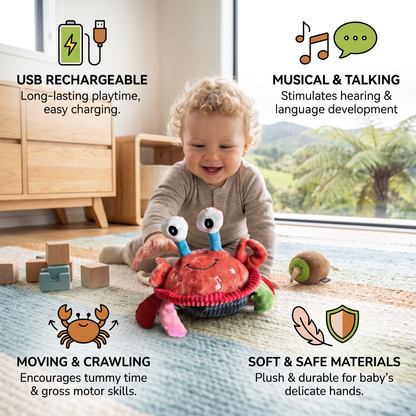 Interactive Musical Crab with Voice Function – Moving Educational Toy for Babies