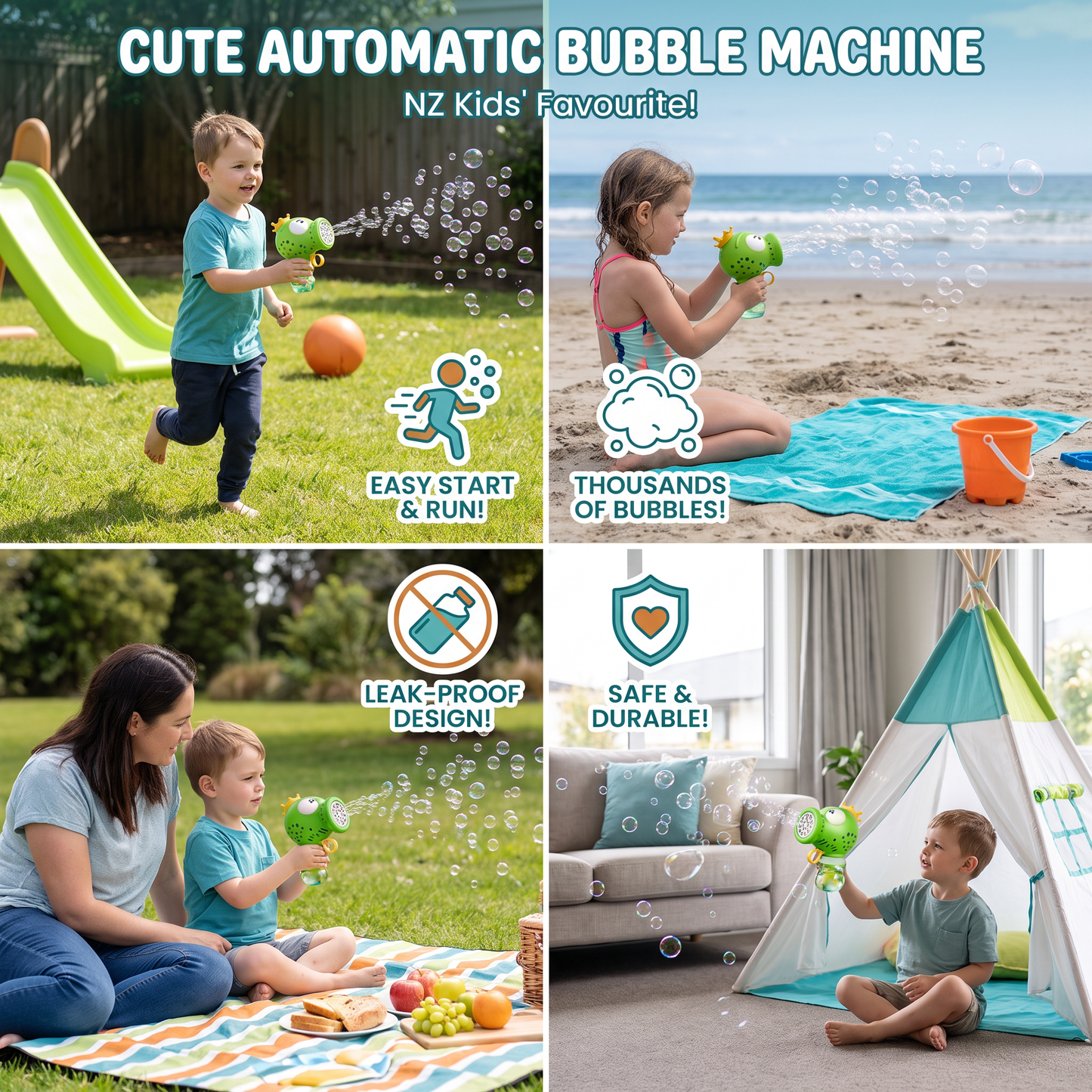 Cute Automatic Bubble Machine – Electric Bubble Blower for Kids