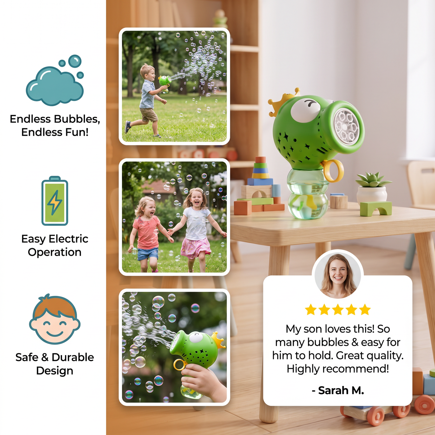 Cute Automatic Bubble Machine – Electric Bubble Blower for Kids