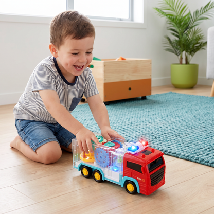 Interactive Gear Fire Truck Toy with Lights