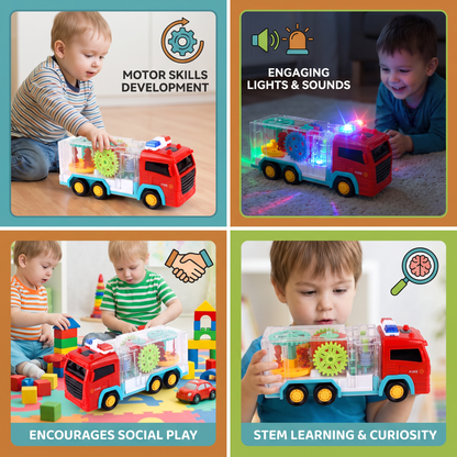 Interactive Gear Fire Truck Toy with Lights