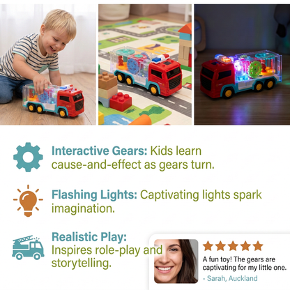 Interactive Gear Fire Truck Toy with Lights