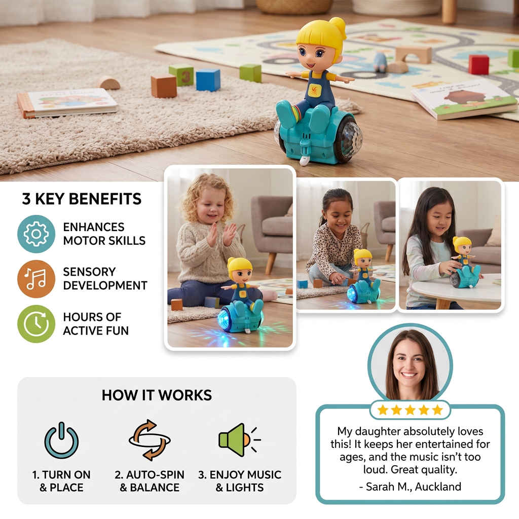 Interactive 360° Dancing Balance Toy with Lights & Music