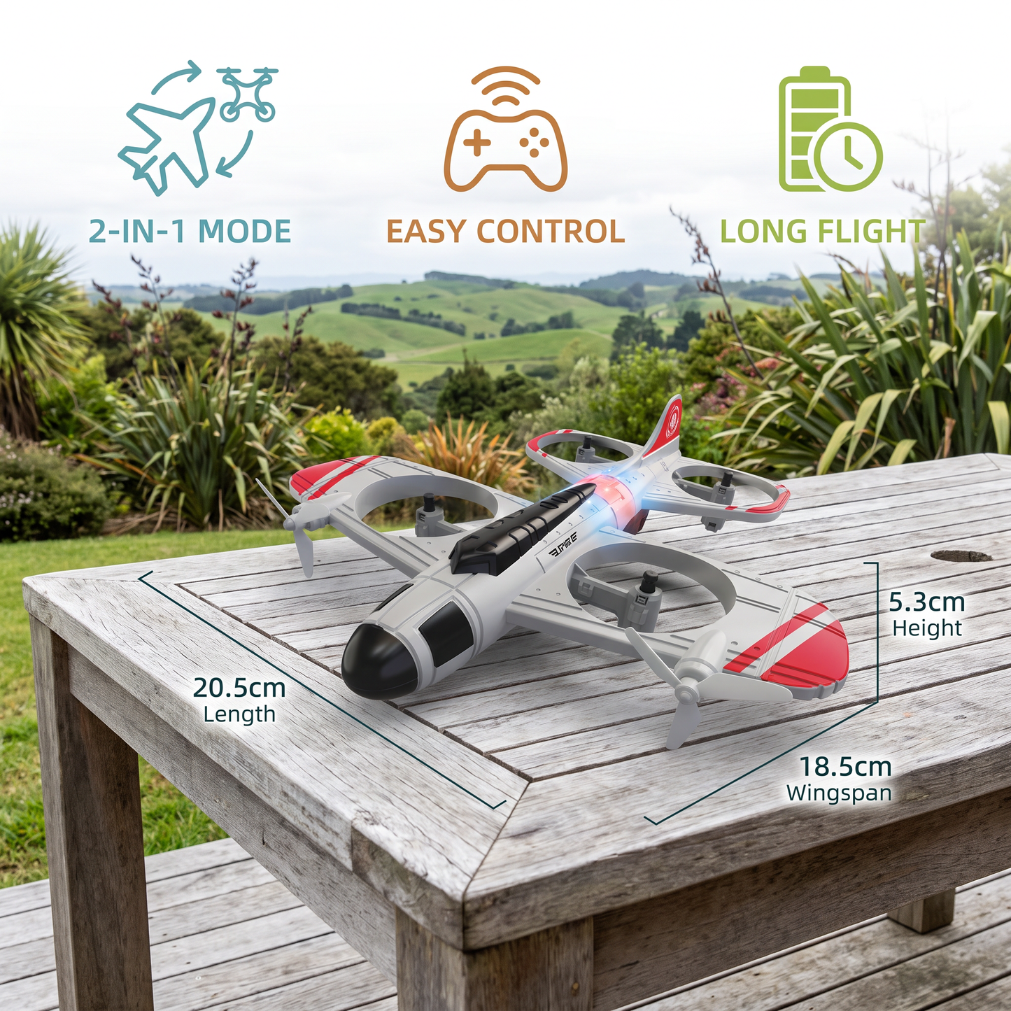 2-in-1 Remote Control Fighter Jet & Drone Toy