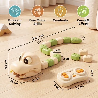 Interactive Growing RC Snake STEM Toy – Eats Blocks & Grows Longer