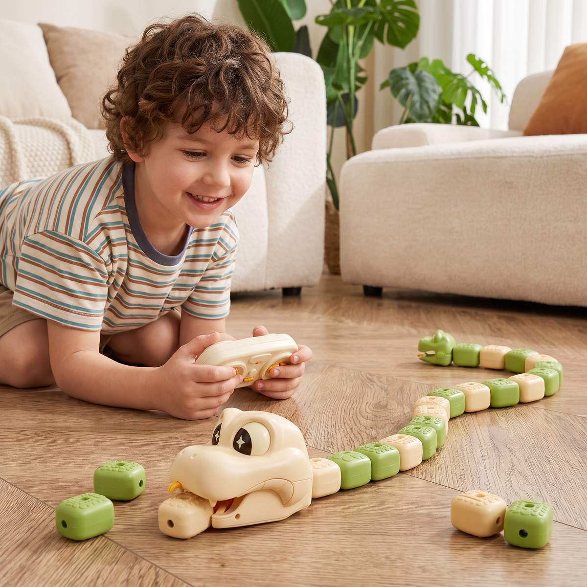 Interactive Growing RC Snake STEM Toy – Eats Blocks & Grows Longer