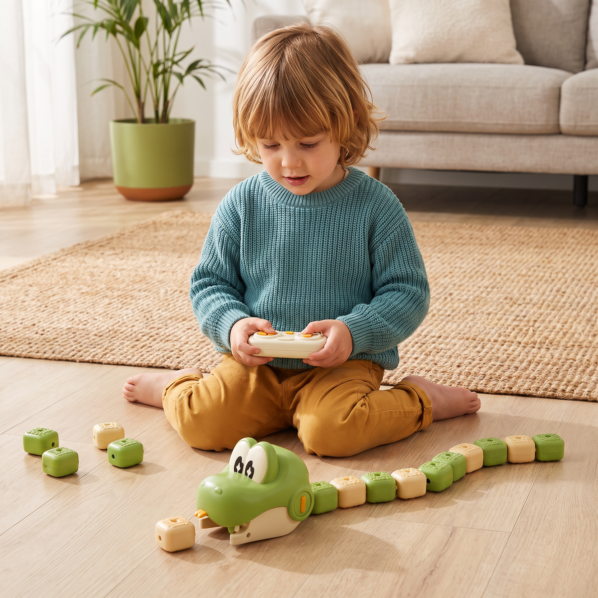 Interactive Growing RC Snake STEM Toy – Eats Blocks & Grows Longer