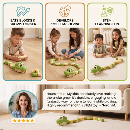 Interactive Growing RC Snake STEM Toy – Eats Blocks & Grows Longer