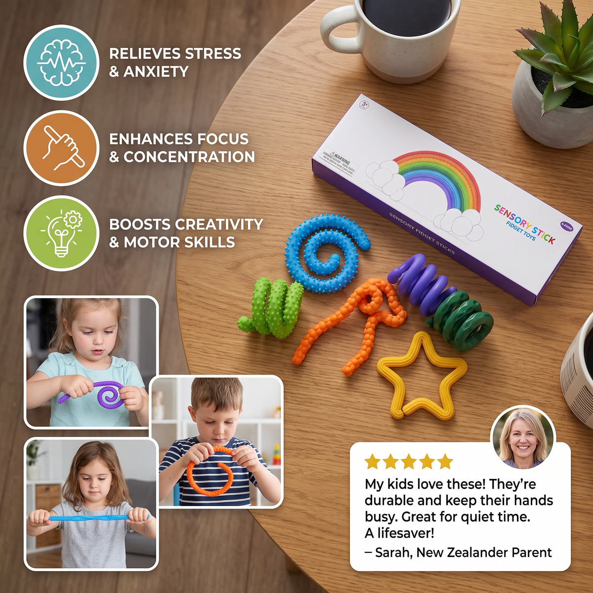 Sensory Fidget Sticks – Soothing Twisty Toys for Stress Relief
