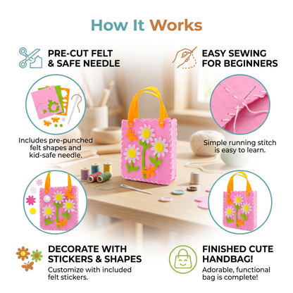 DIY Cute Felt Handbag Sewing Craft Kit for Kids