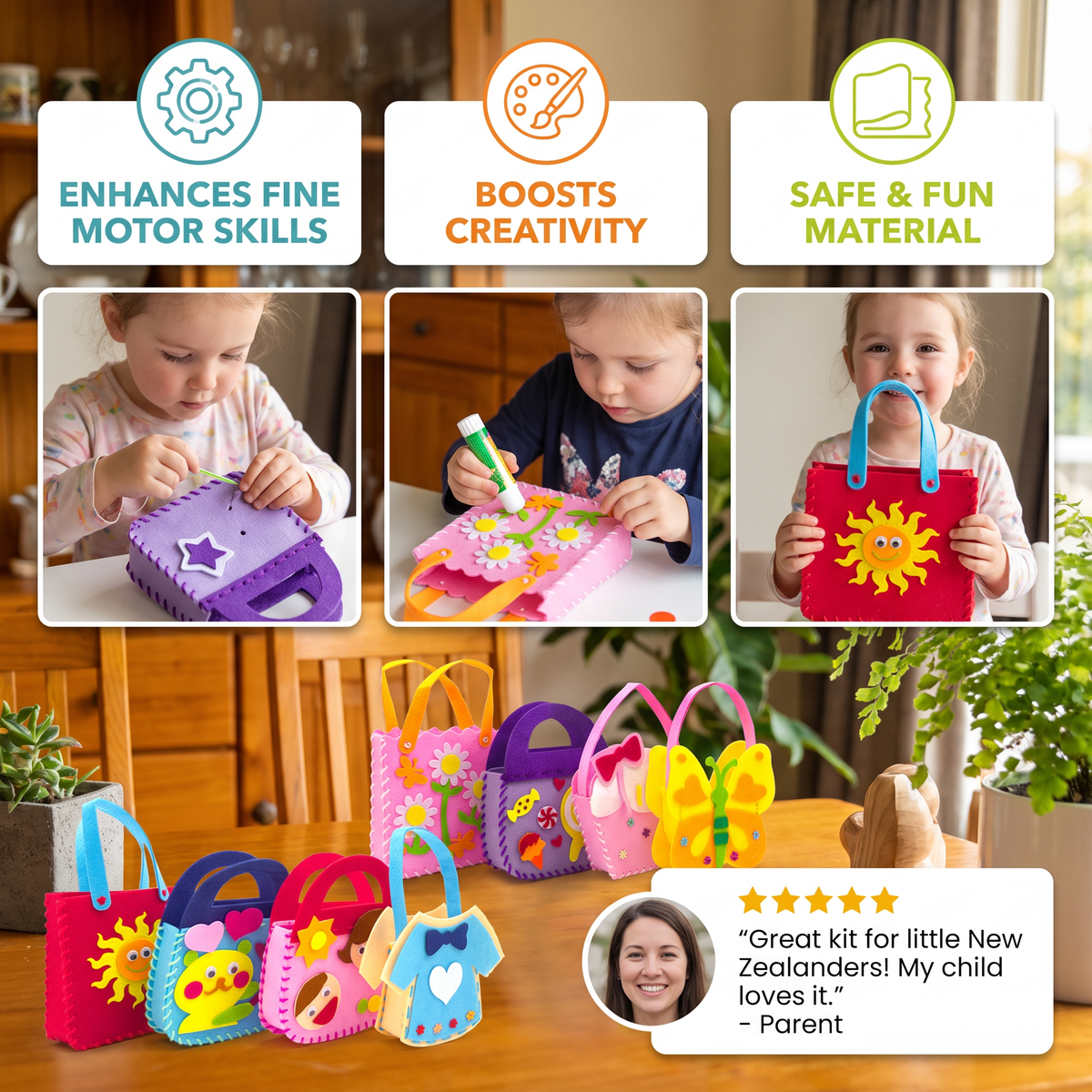 DIY Cute Felt Handbag Sewing Craft Kit for Kids