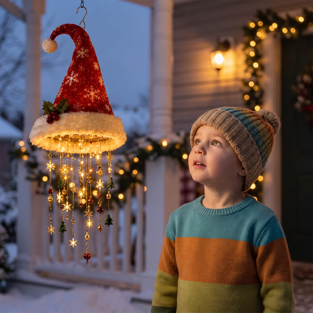 Christmas Santa Hat Lights with LED String Decorations