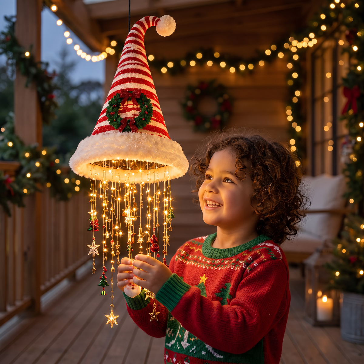 Christmas Santa Hat Lights with LED String Decorations