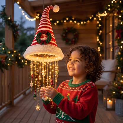 Christmas Santa Hat Lights with LED String Decorations