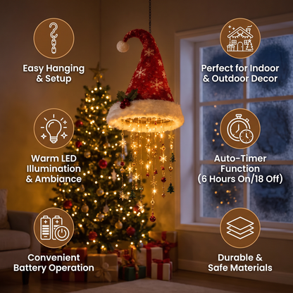 Christmas Santa Hat Lights with LED String Decorations