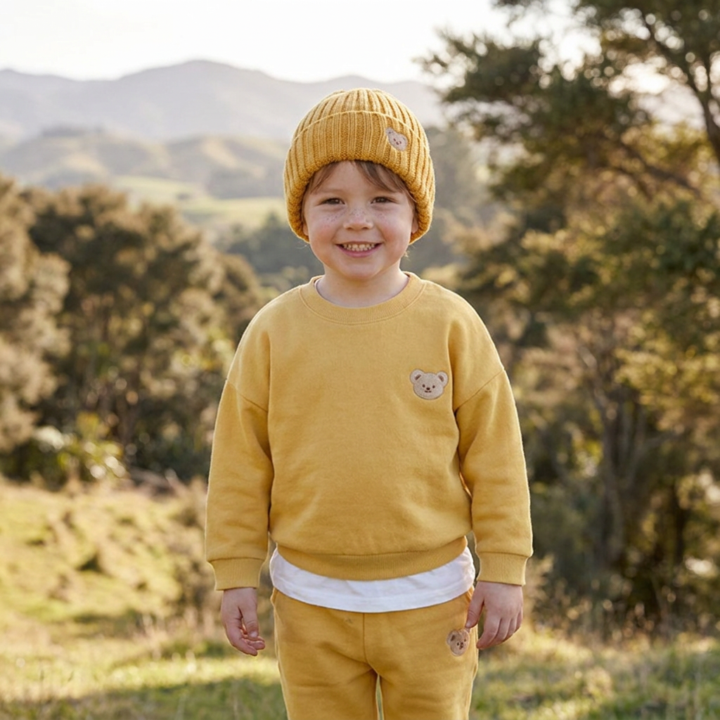 Baby Outfit with Embroidered Bear Sweatshirt & Matching Sweatpants