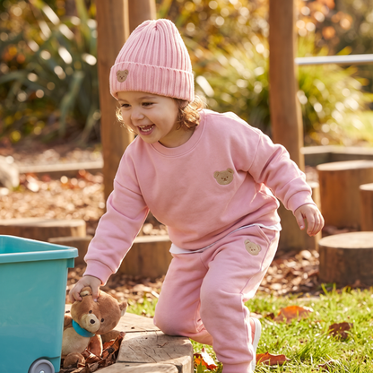 Baby Outfit with Embroidered Bear Sweatshirt & Matching Sweatpants