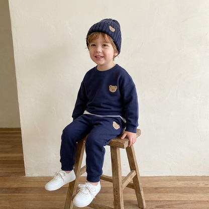 Baby Outfit with Embroidered Bear Sweatshirt & Matching Sweatpants