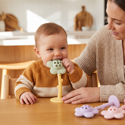 2-in-1 Sunflower Baby Teether & Rattle with Suction Base