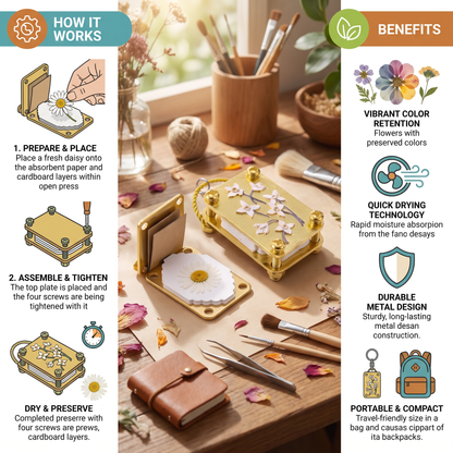 Mini Metal Flower Press Kit for DIY Dried Flower Crafts