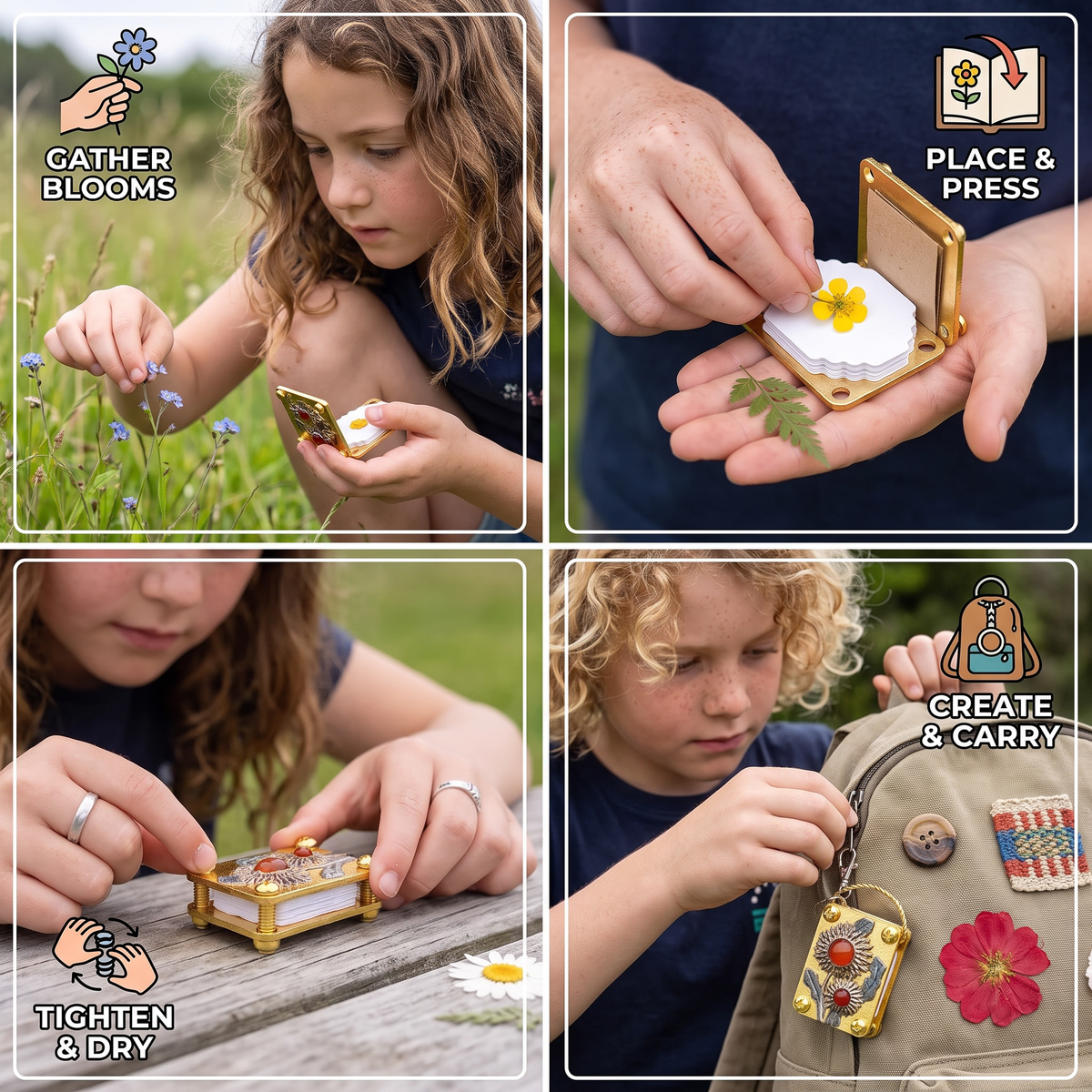 Mini Metal Flower Press Kit for DIY Dried Flower Crafts