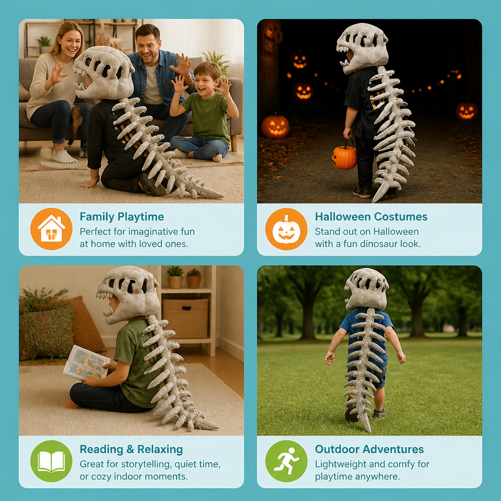 Funny Dinosaur Skeleton Plush Costume