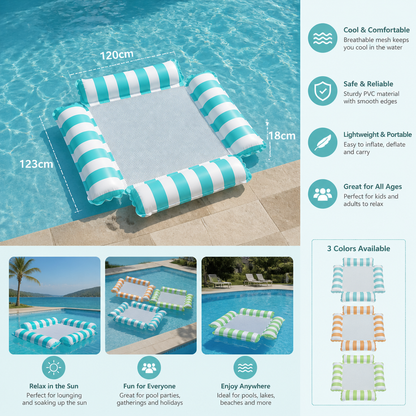Inflatable Pool Seat for Children – Water Hammock with Mesh Surface