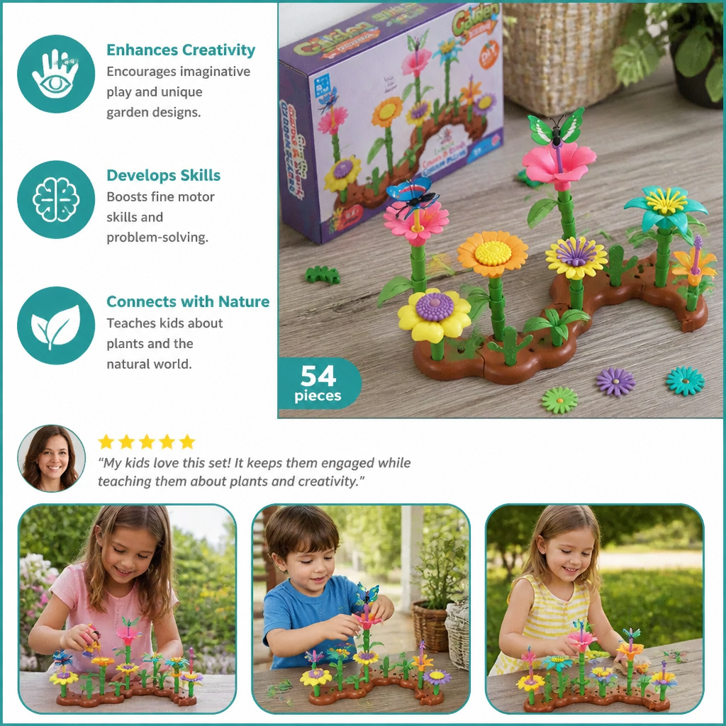 Flower Garden Building Toy for Kids – Creative Planting & Learning Playset for Little Gardeners