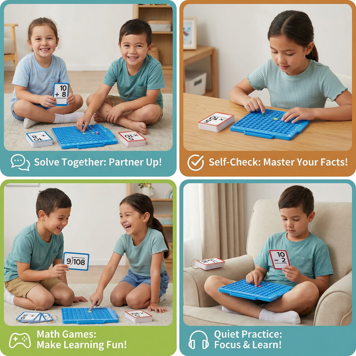 Math Learning Cards Set with Calculation Board – Addition, Subtraction, Multiplication & Division
