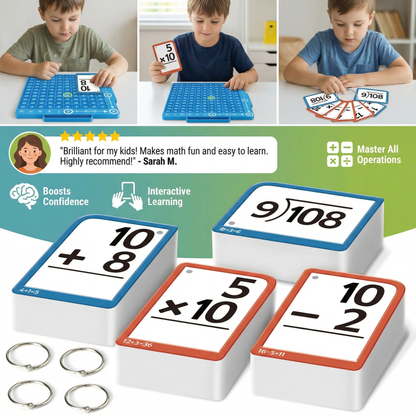 Math Learning Cards Set with Calculation Board – Addition, Subtraction, Multiplication & Division