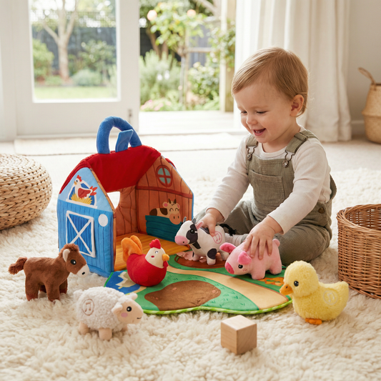 Farm Plush Toy Playset – Interactive Educational Toy with Portable Playhouse