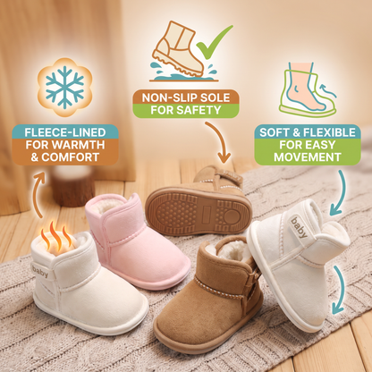 Fleece-Lined Baby Winter Boots with Soft, Non-Slip Soles