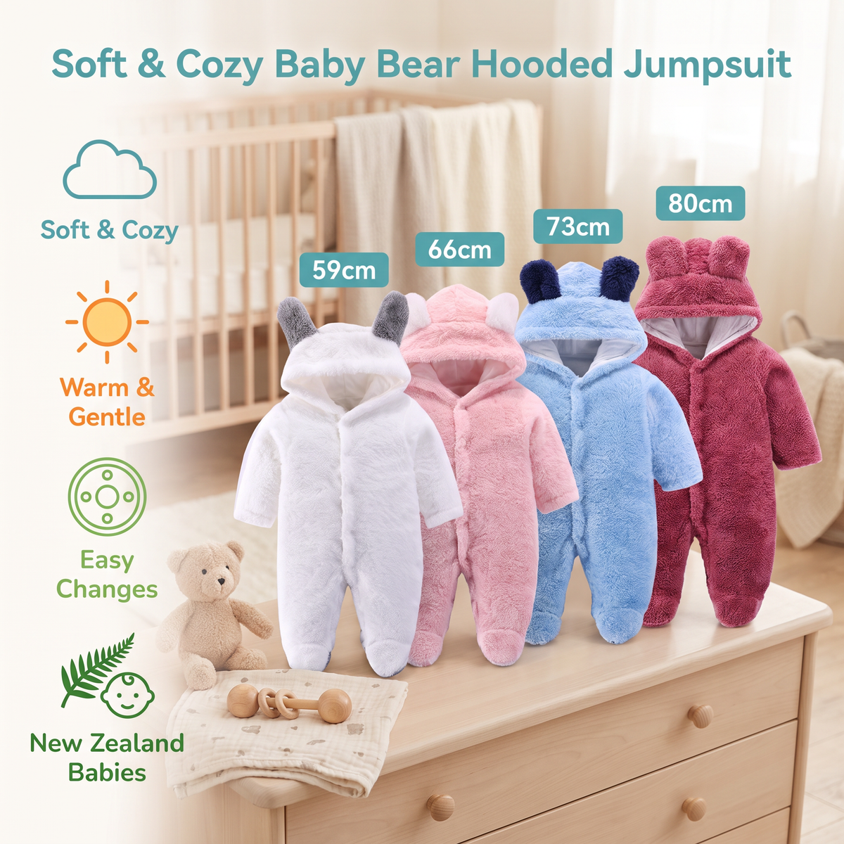 Soft & Cozy Baby Bear Hooded Jumpsuit