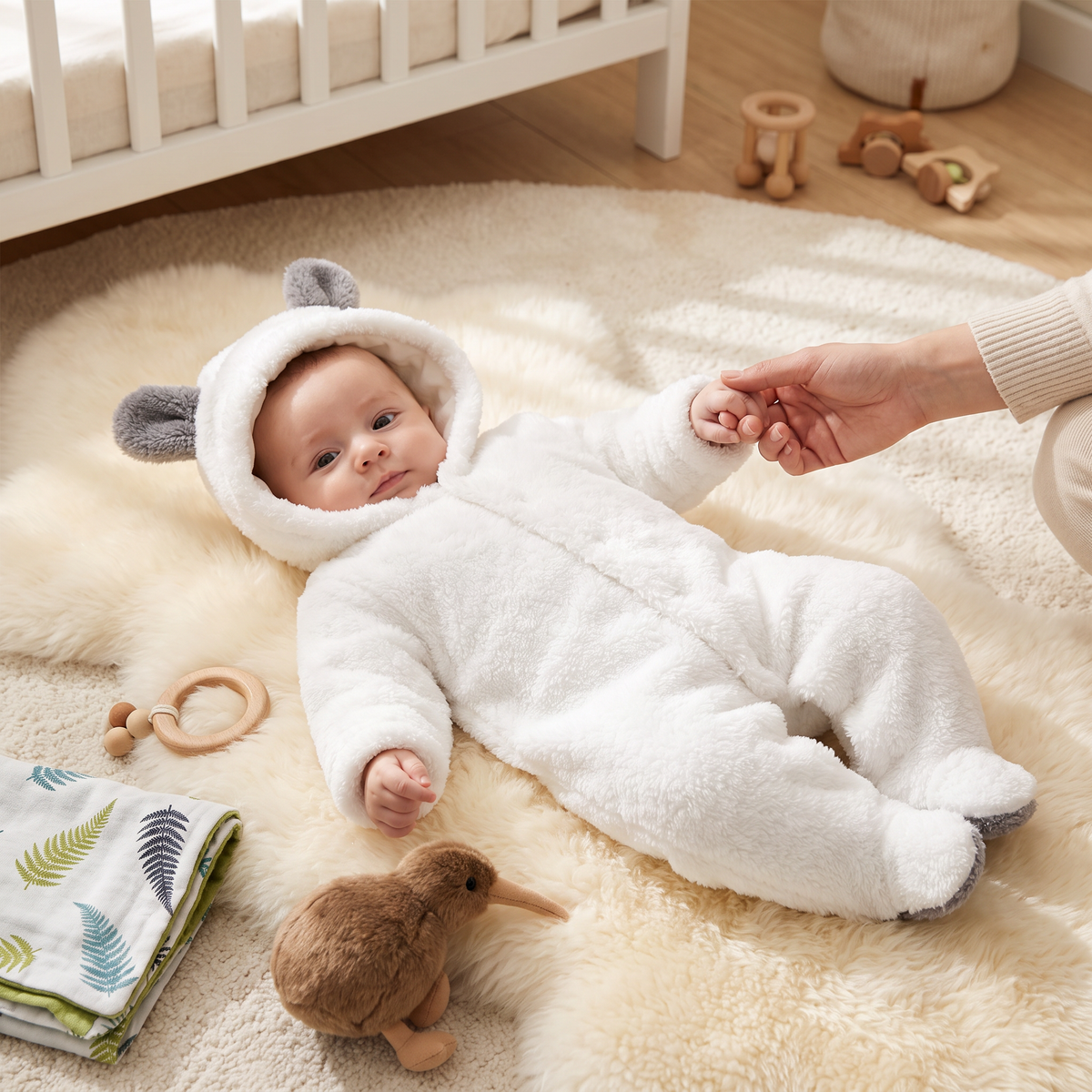 Soft & Cozy Baby Bear Hooded Jumpsuit