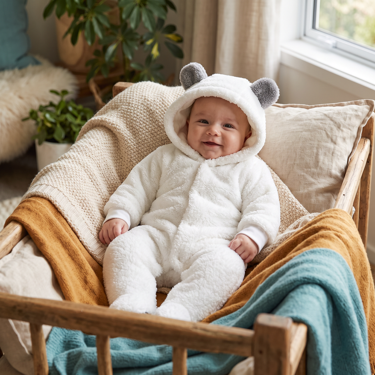 Soft & Cozy Baby Bear Hooded Jumpsuit