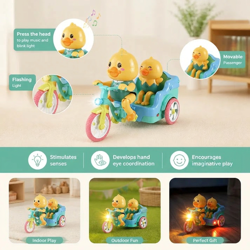 Electric Animal Tricycle – Interactive Ride-On Toy with Music & Light for Children