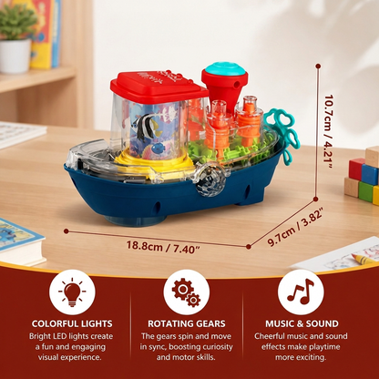 Light-Up Gear Boat – Musical Electric Toy Boat for Kids