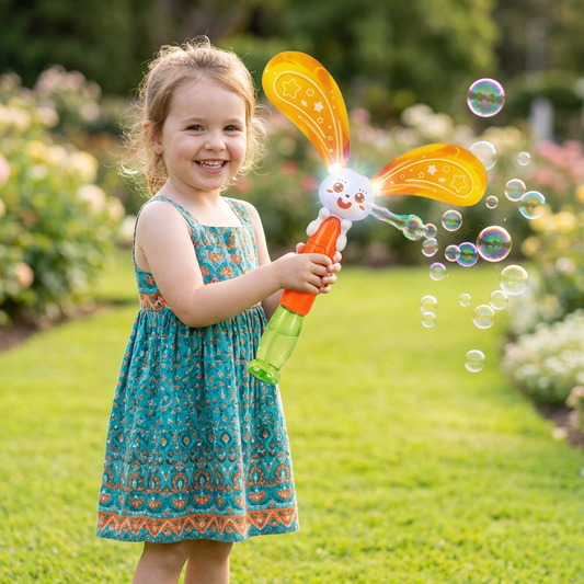 Light-Up Winged Bunny Bubble Maker – Kids Electric Bubble Wand