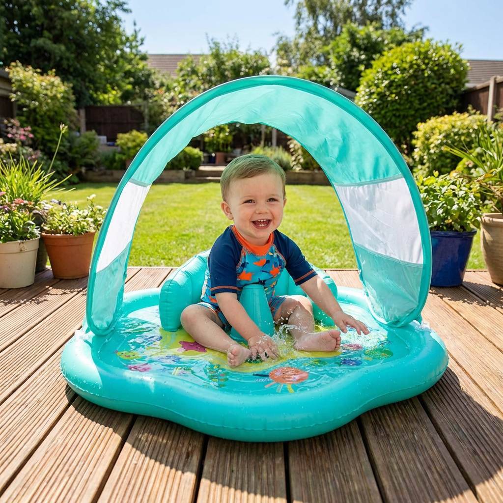 Inflatable Baby Splash Play Mat with Canopy – Water Play & Sun Protection for Toddlers
