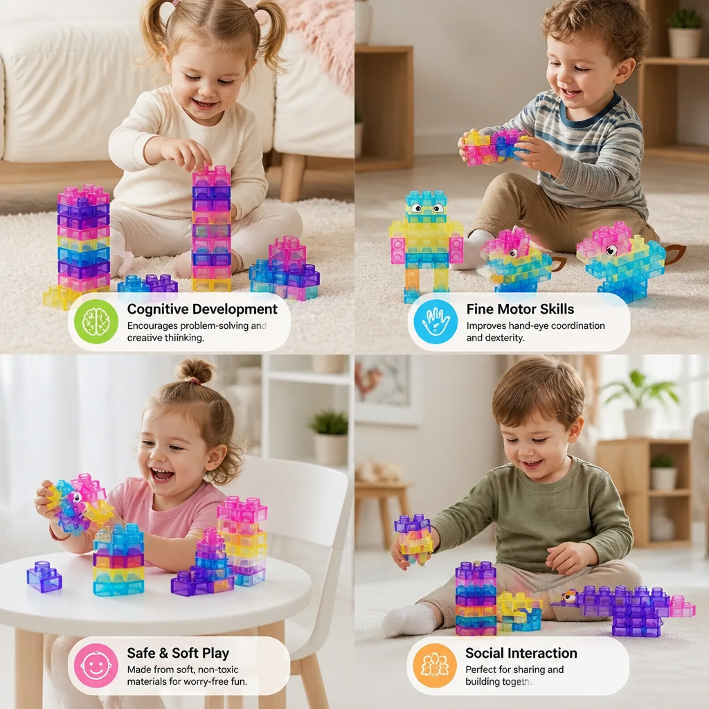 Sensory Soft Building Blocks for Kids – Soft, Squeezable Learning Blocks for Play & Fun