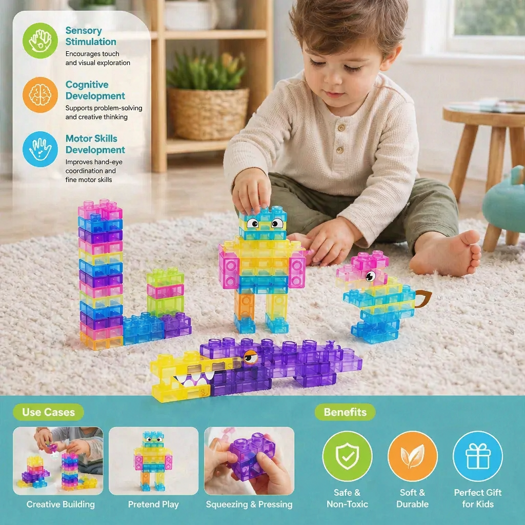 Sensory Soft Building Blocks for Kids – Soft, Squeezable Learning Blocks for Play & Fun