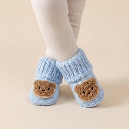 Ribbed Cuff Teddy Bear Booties