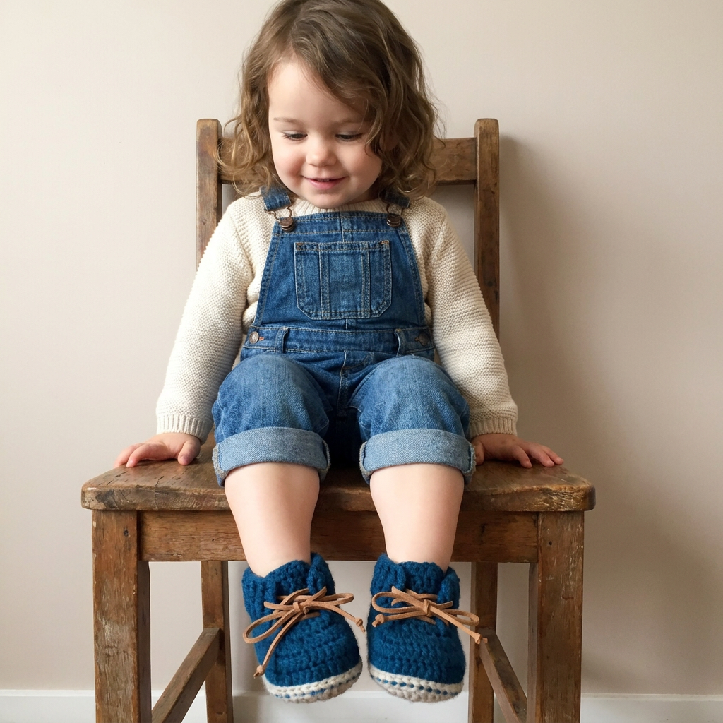 Crochet Lace-Up Booties