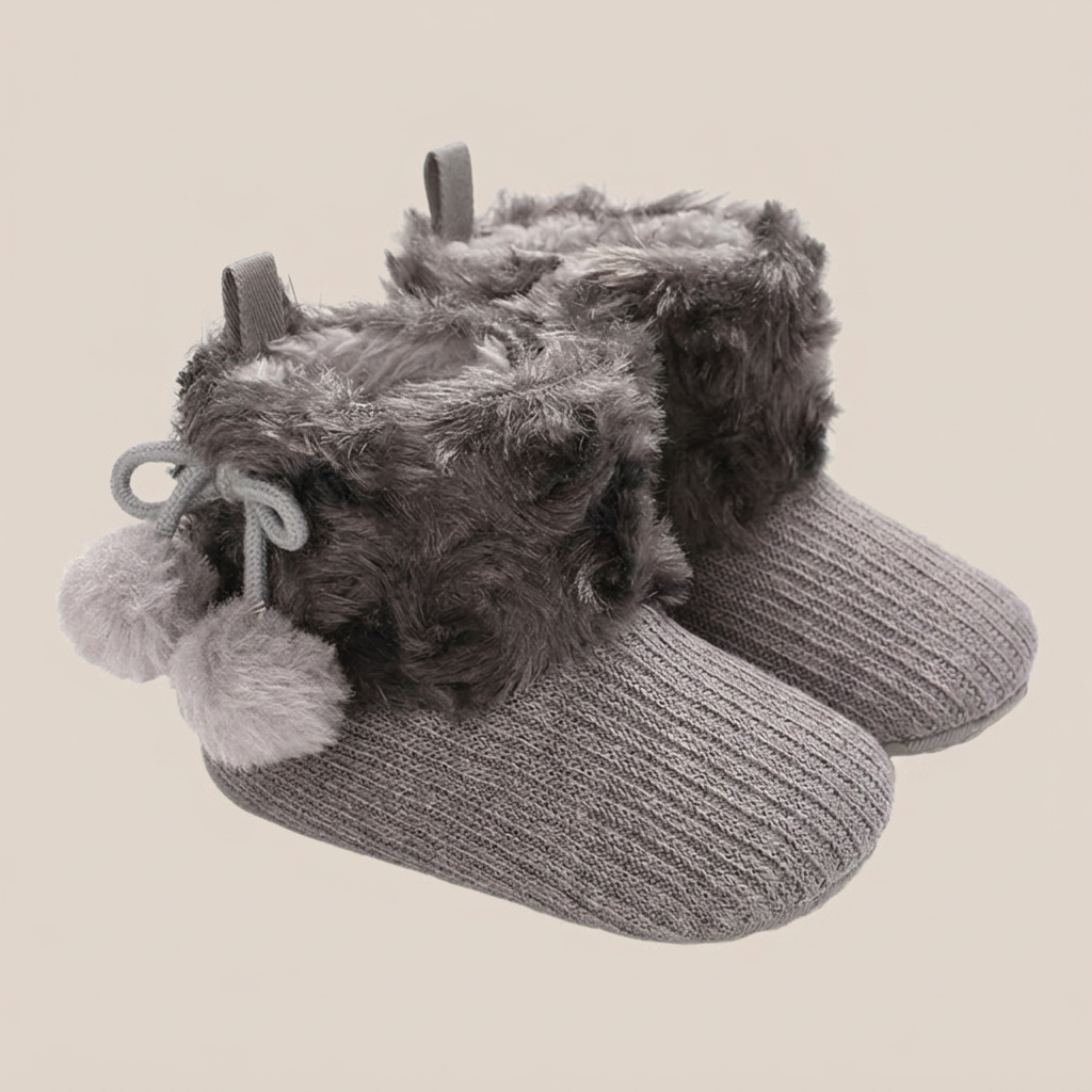 Faux Fur Pom Pom Knit Boots