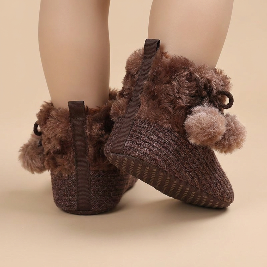 Faux Fur Pom Pom Knit Boots